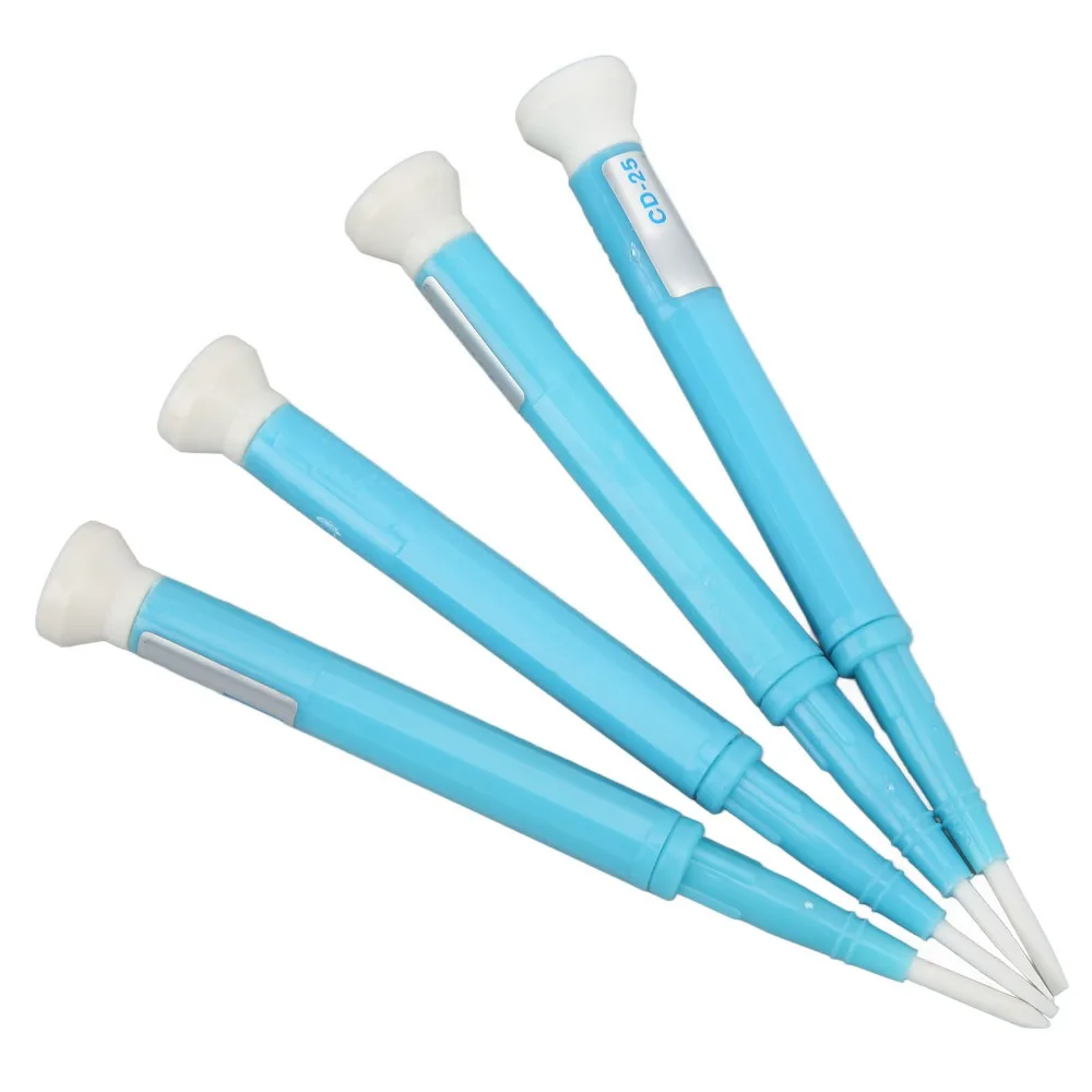 4PCS Slotted/Flat Head Ceramic Screwdriver Set Plastic Handle 1.3mm, 1.8mm, 2.0mm, 2.6mm Non-Conductive Adjusting Screwdriver