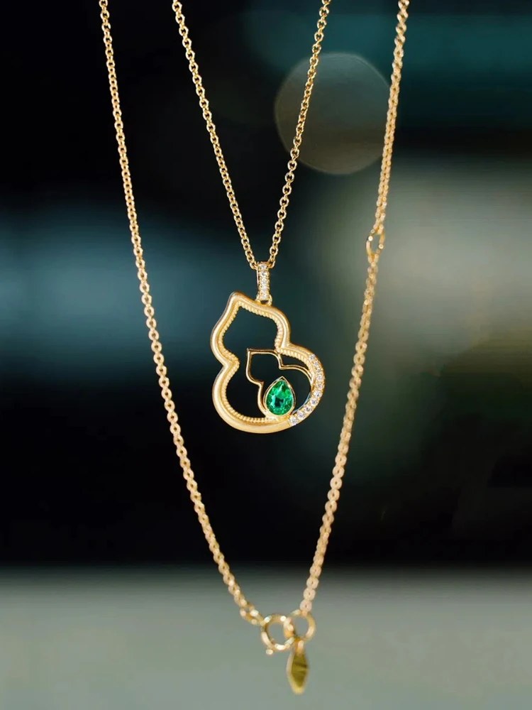 

Женское ожерелье из стерлингового серебра 925 пробы с тыквой, зеленый цирконий, кулон, ожерелье, французские украшения, женская повседневная одежда, подарок для праздника и вечеринки