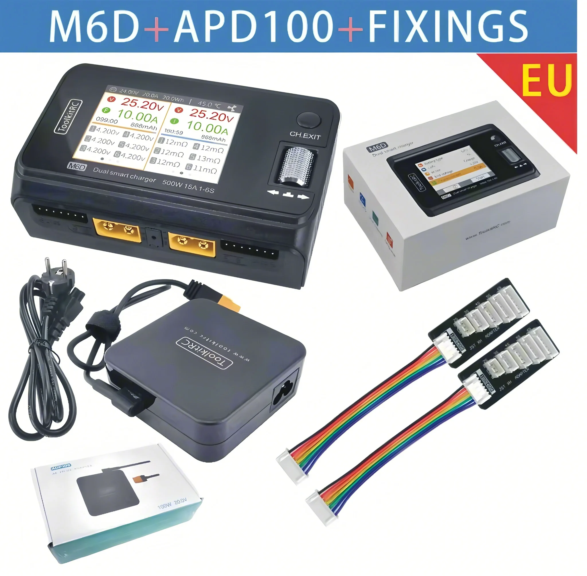 ToolkitRC M6D V3 500W 15A DC Dual Channel MINI Smart Charger Discharger For 1-6S Lipo Battery FPV Model Spare Part Replace M7