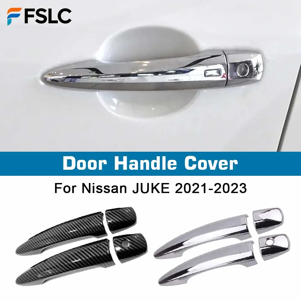 

Car Decoration Door Handle Cover For Nissan JUKE 2021 2022 2023 Cars Accessories Carbon Fiber Chrome Silver Exterior Styling