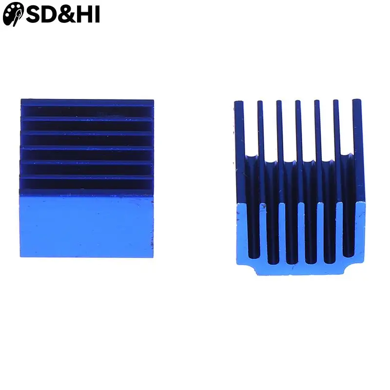 2pcs Blue Aluminum Stepper Driver Heatsinks Cooler 15*14.5*13mm With Adhesive For TMC2100 LV8729 3D Printer Part Office Supplies