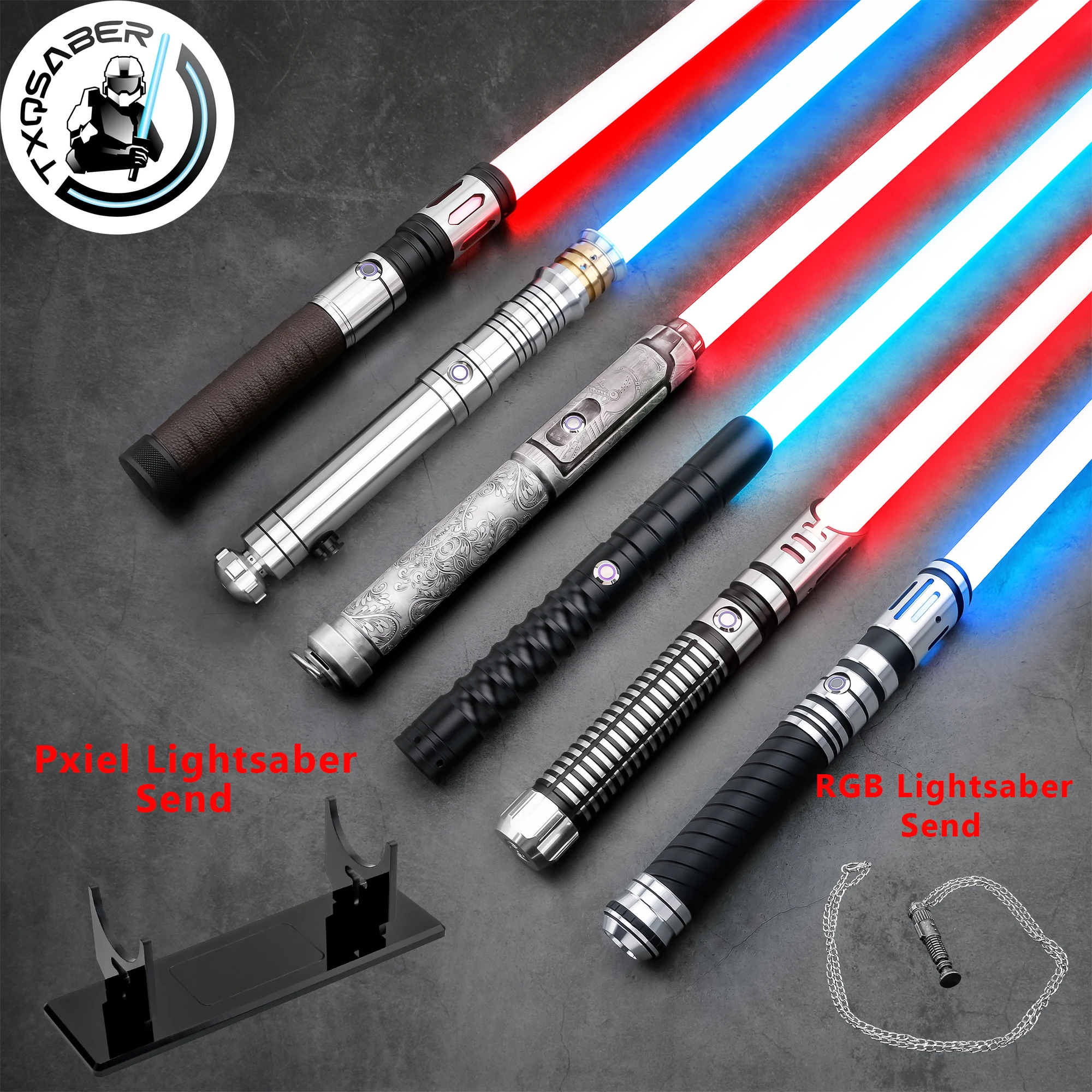 

TXQSABER Lightsaber Heavy Dueling Series SDRGB Pxiel Light Saber Blaster FOC Smooth Swing Metal Hilt Jedi Lasersword Adult Toys