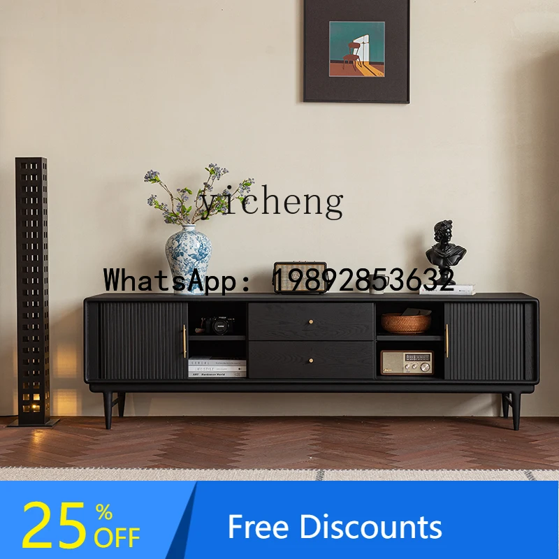 

rolling shutter door medieval TV cabinet solid wood living room audio-visual cabinet low cabinet retro