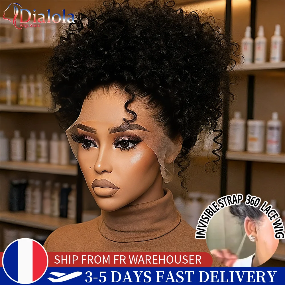 Dialola vague profonde 360 HD pleine dentelle avant perruques bouclés perruque brésilienne cheveux humains pré plumés sangle Invisible sans colle vague d'eau