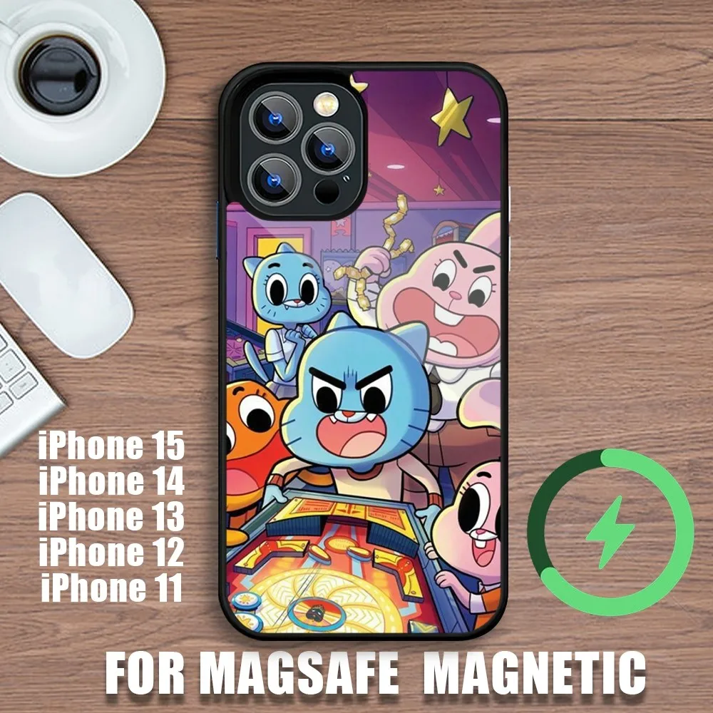 Cartoon A-Amazing World of G-Gumball Phone Case For iPhone 11 12 13 14 15 Plus Pro Max Charging Magsafe Magnetic Wireless Cover