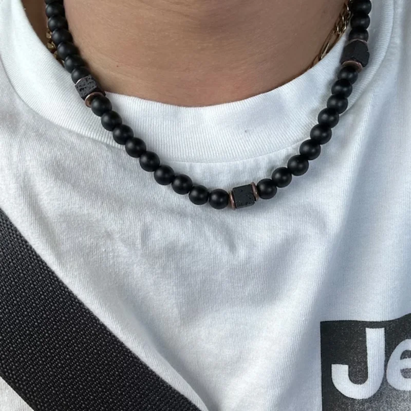 Advanced Atmosphere Black Beaded Necklace Man Vintage Simple New Neck Accessories Jewelry Necklace Gift for Boyfriend