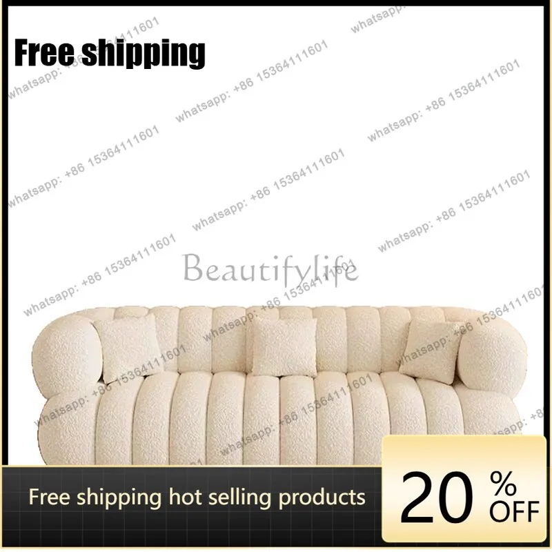 LJYFrench Cream Style Nordic Minimalist Fabric Sofa Small Apartment Comfortable Sofa Simple Trendy Home Sofa