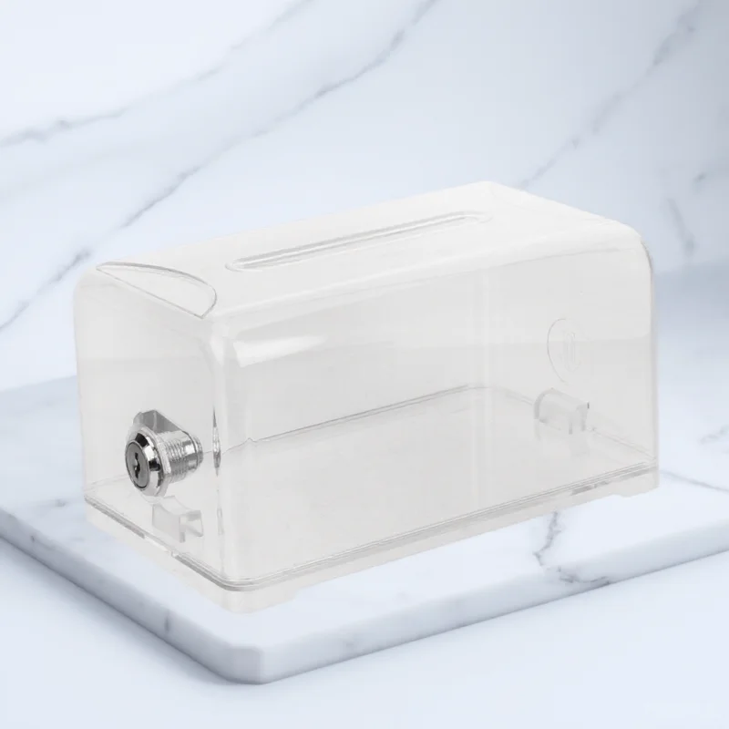 

1 Set Transparent Business Cards Collection Desktop Card Holder Multifunctional Storage Box With Lock For Office Conference