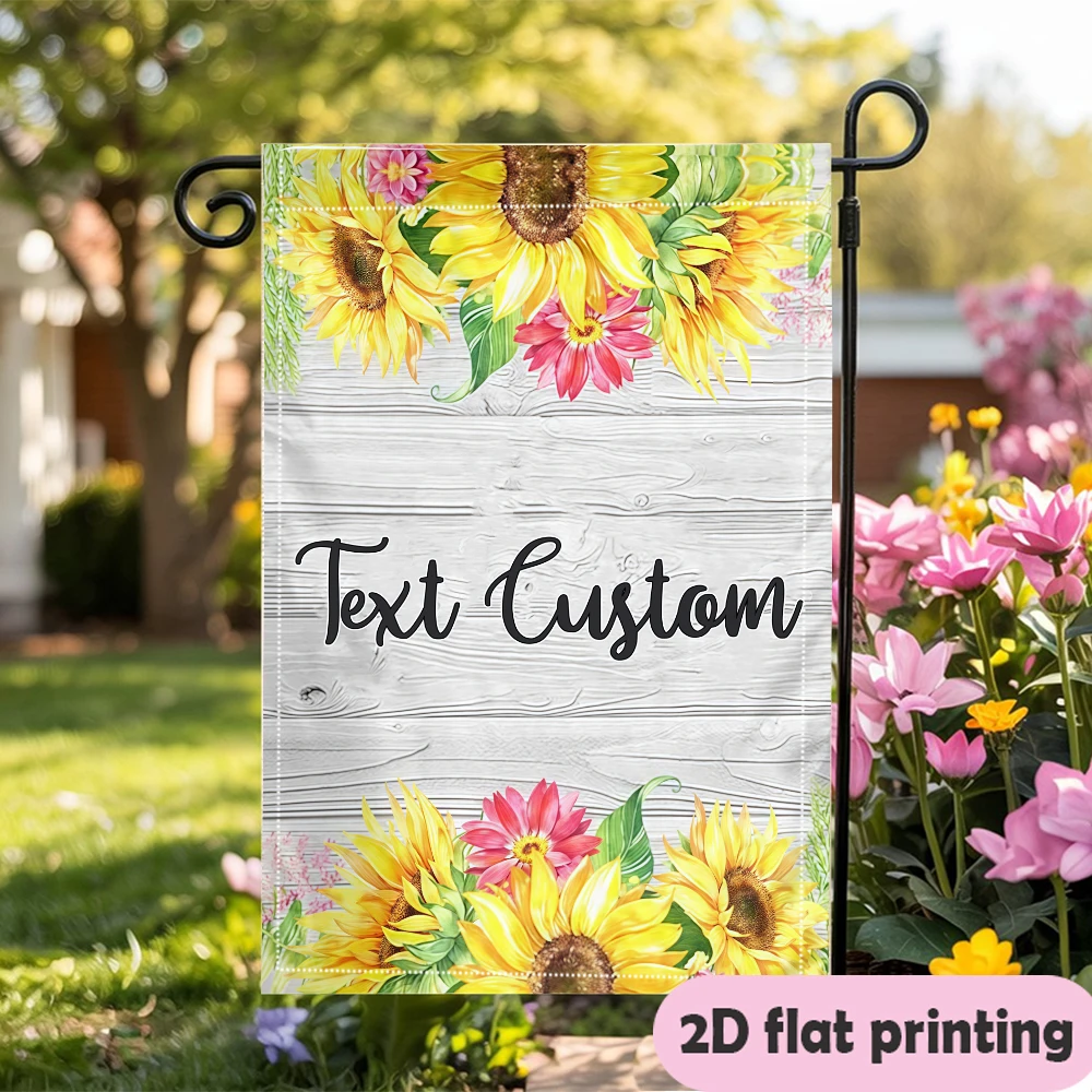 1pc double-sided Customizable Double Sides Sunflower Garden flag personalized custom text garden decoration 30*45cm(12x18in)
