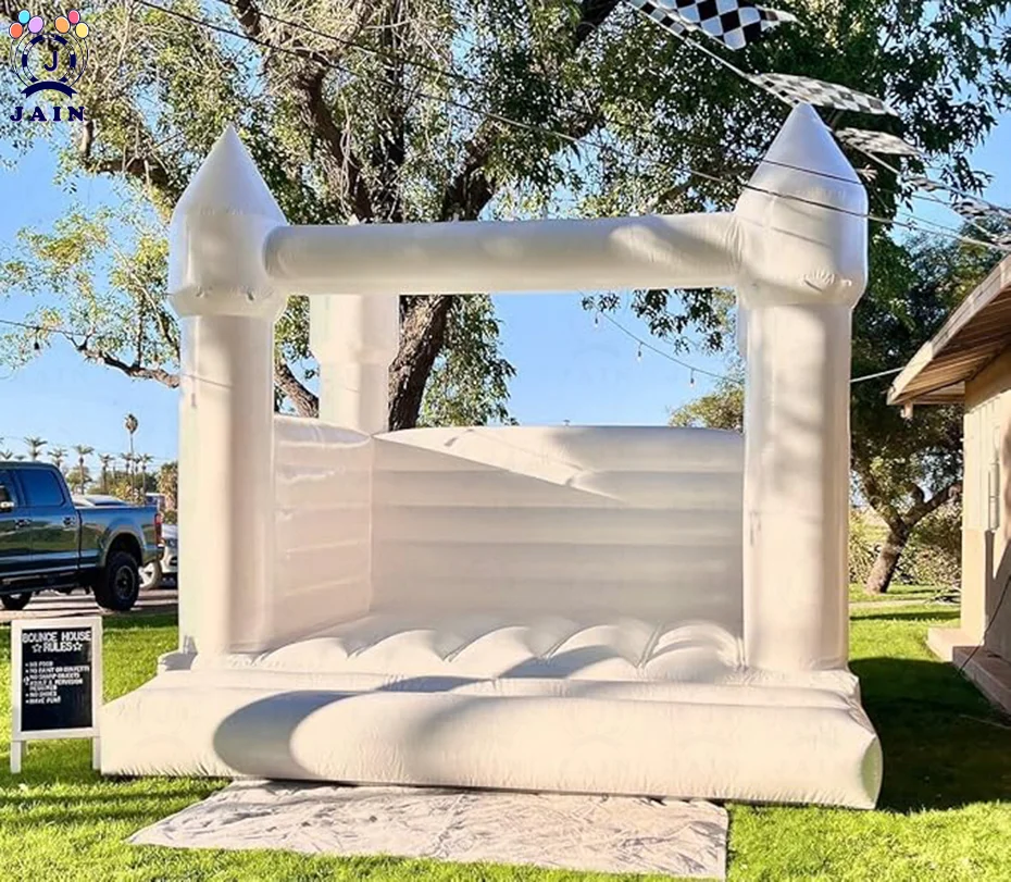 Casa de rebote de paredes blancas, Caslte hinchable blanco de grado comercial de PVC para negocios de Bodas de cumpleaños de niños, 13 pies