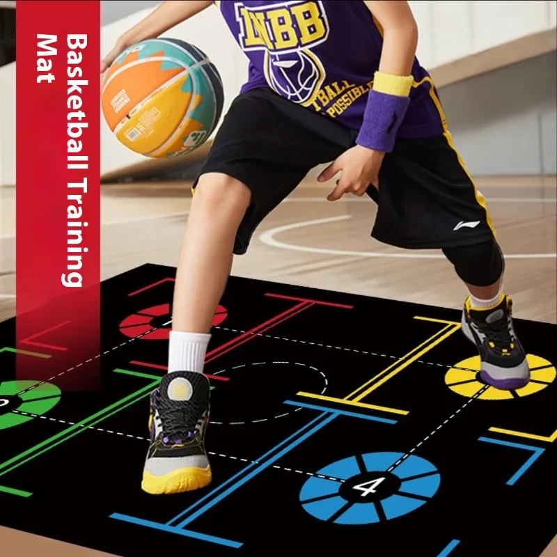 Tapis antidérapant pour entraînement de basket-ball, grille d'agilité, flèches colorées, pour chambre d'enfants, salon, décoration de la maison, tapis de Fitness
