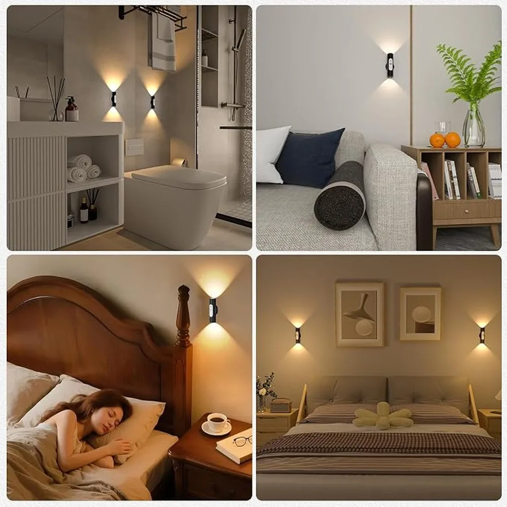 Indoor Rechargeable Wall Sconce Sensor Lamp Auto On Off Light Battery Operated With 2000mAh Off.