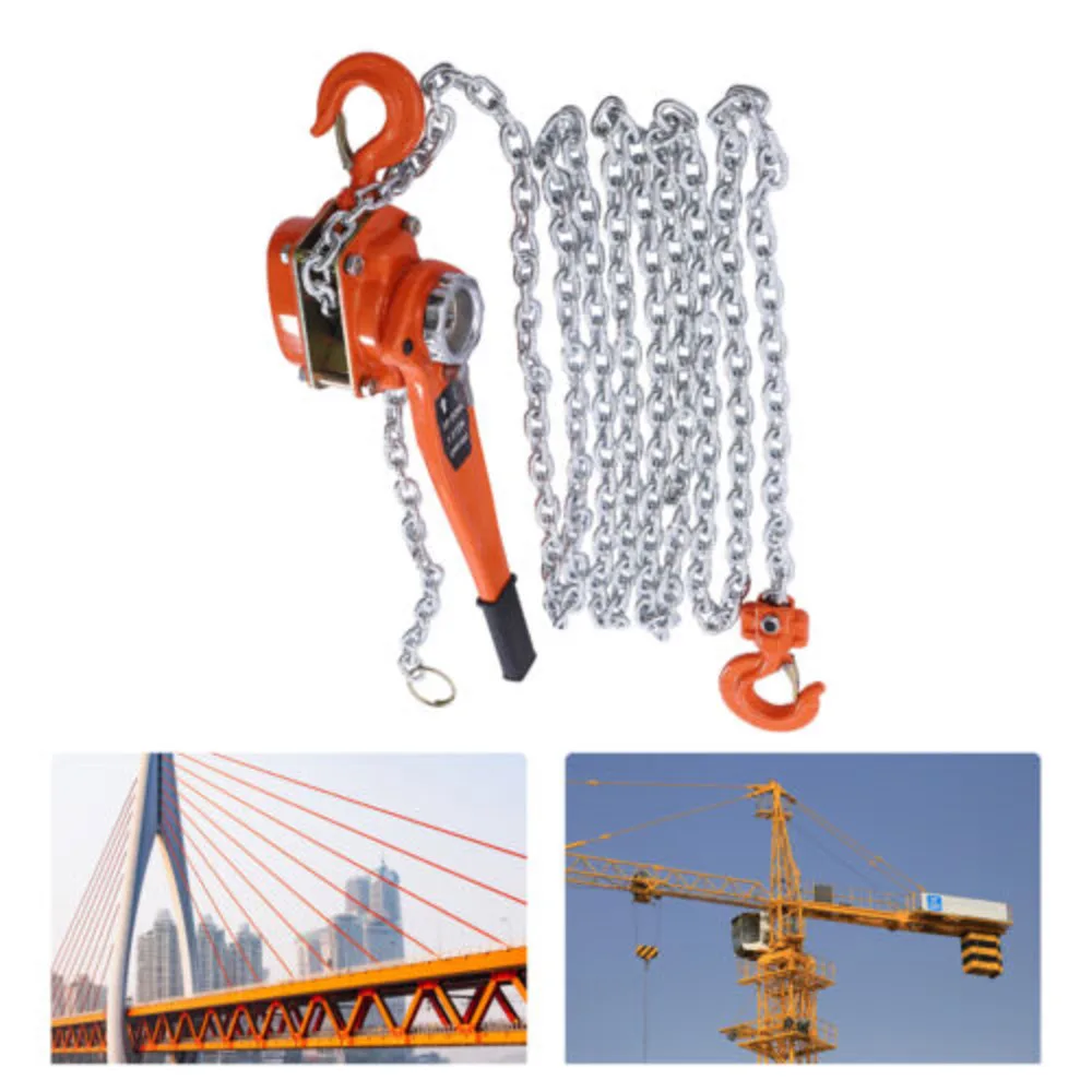 Manual Lever Chain Hoist 3300lbs Lifting Chain Along 20 Feet for Warehouse Garages Construction Zones Safe to Use with Two Hooks