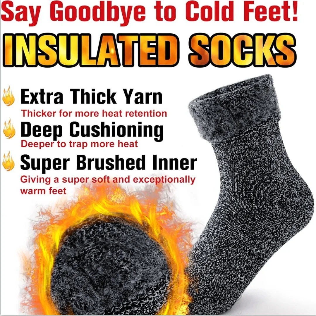 2Pairs Winter Thermal Socks for Men Women Cold Weather Insulated Sock Outdoor Hiking Skiing Warm Comfort Snow Thick Heated Sock view 6