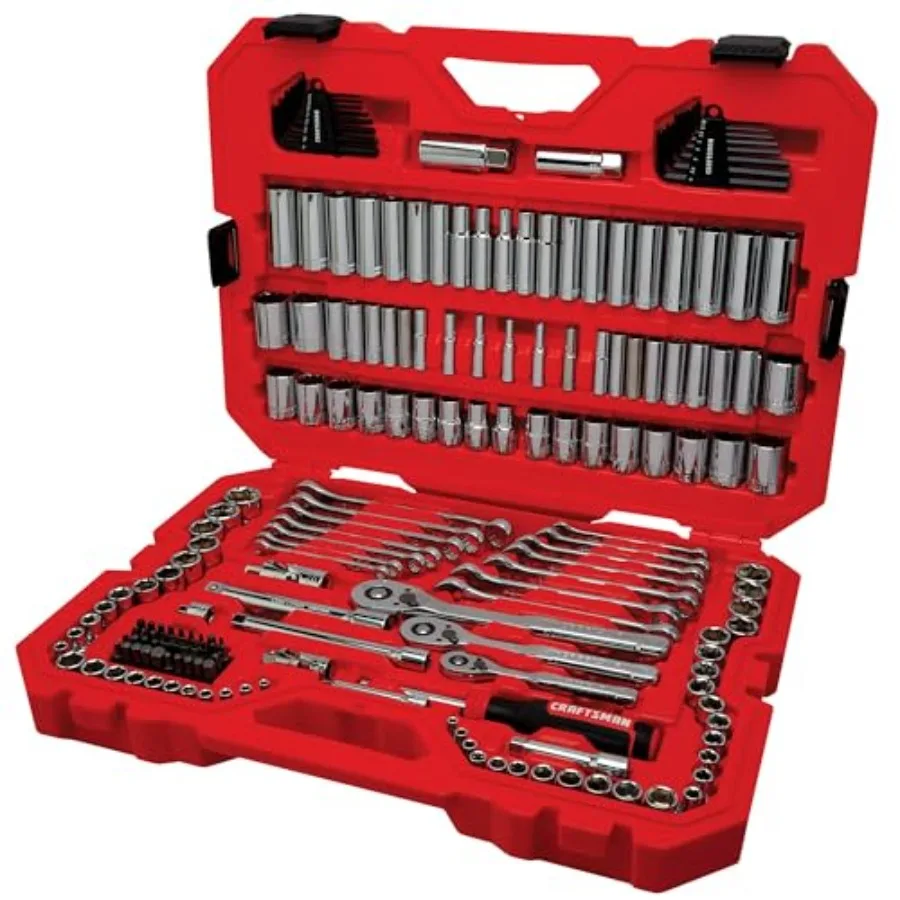 

Tool Set 189 Piece Mechanics Tool Set 1/4 3/8and 1/2 Inch Drive Socket Wrench Set with Thinner Ratchet Steel 6 and 12