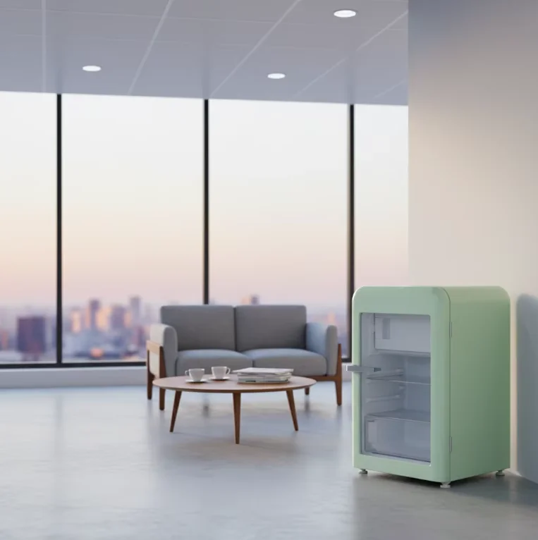 %# MSR130EG-RE Retro Beverage Cooler Electric Portable Vintage Single Door Frost-Free Grade 2 Energy-Efficient 120L Glass Hotel