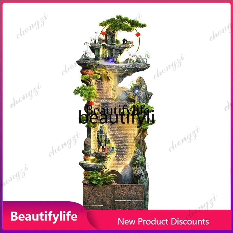 03 51 Rockery, flowing water fountain, living room, balcony, circulating water, landscape office, lucky humidifier floor orn