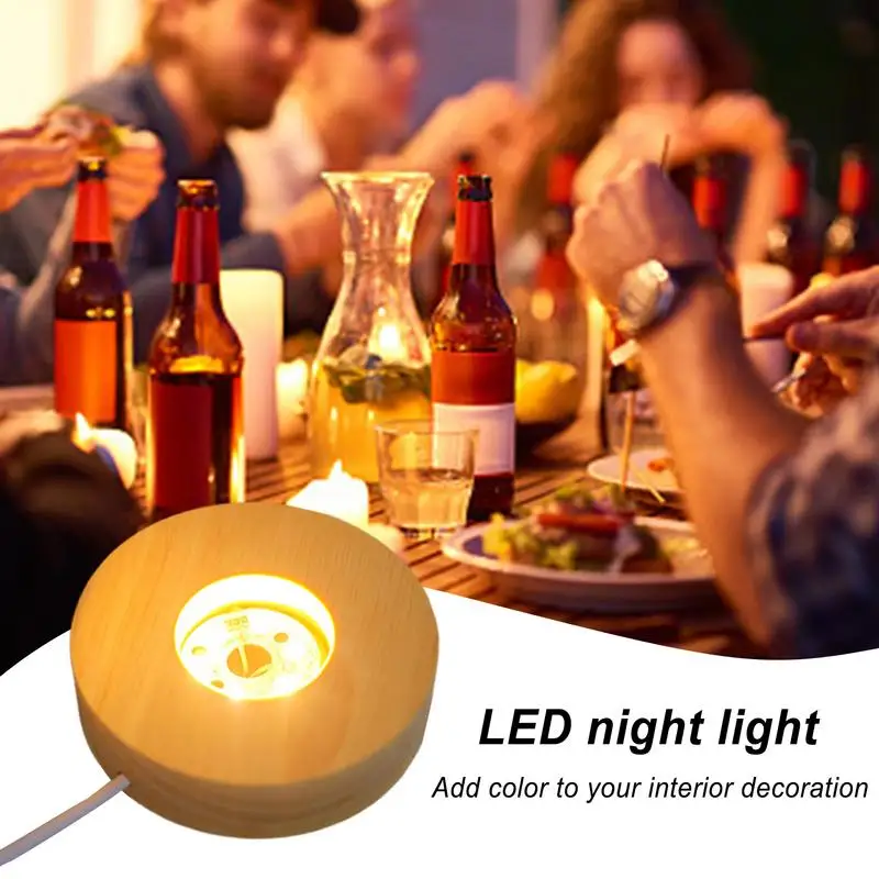 Base per lampada a LED in legno basi per luci notturne a LED per artigianato Base per Display in legno supporto in legno di faggio Base in cristallo luminoso ed elegante