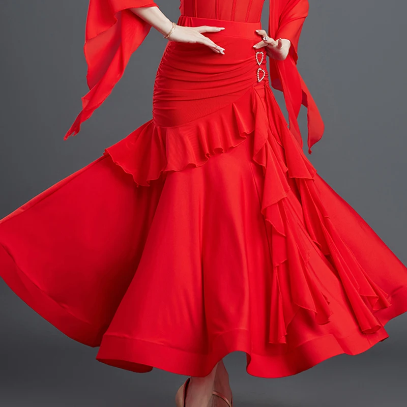 Ballroom Dans Kostuum Womens Prom Competitie Rok Volwassen Prom Wals Dansvoorstelling Praktijk Kleding Dansen Rok XH2546