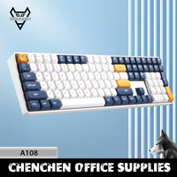 Aigo A108 Gaming Mechanical Keyboard Wireless Usb Type-C Wired 110 Key Blue Switch Hot Swap Rechargeable Custom Gamer Keyboard