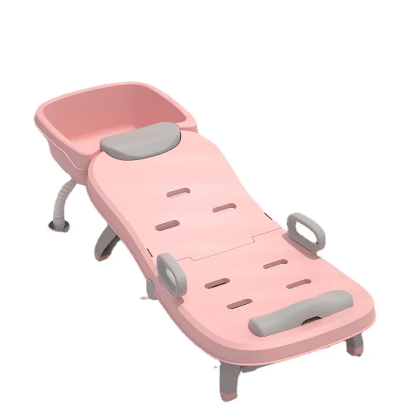 PP Foldable Baby Hair Washing Recliner Stable Hair Washing Chair with Deep Basin Loadable up to 80kg - Hair Care Washing Tool