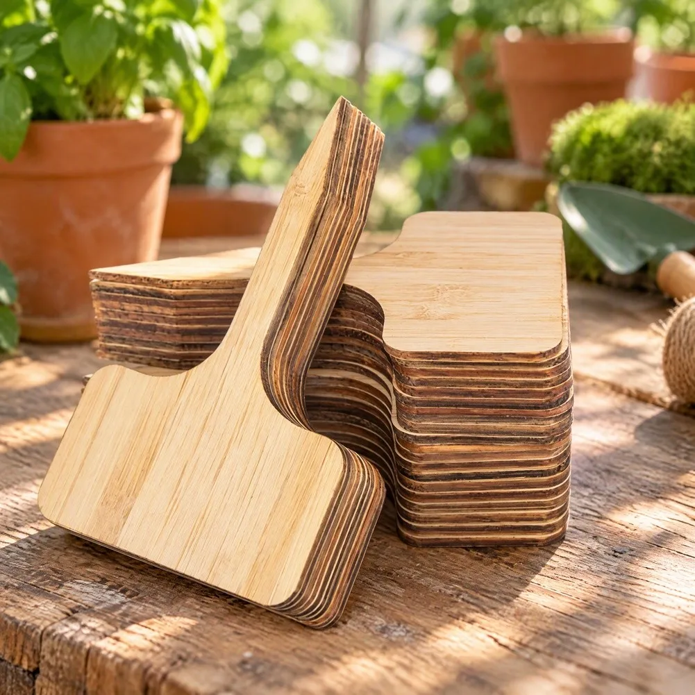 Decorative Wooden Labels Plant Markers Plant Signs Weatherproof Plant Stakes T-Shape For Labelling For Cultivation