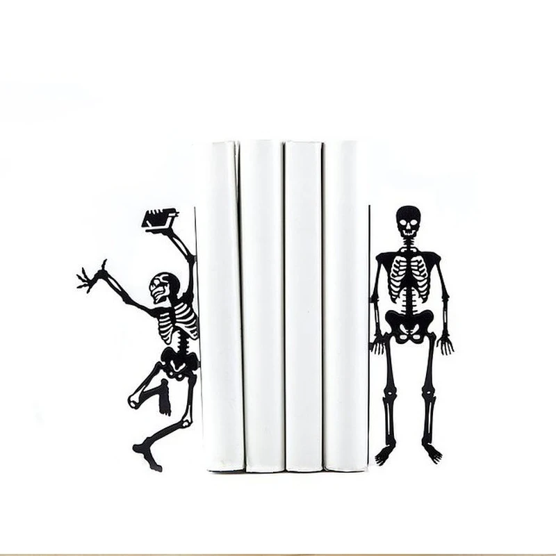 

Happy Skeleton Iron Bookends Creative Student Book Storage Shelves Office/Home Bookshelf Desk Display Decoration Friends Gifts