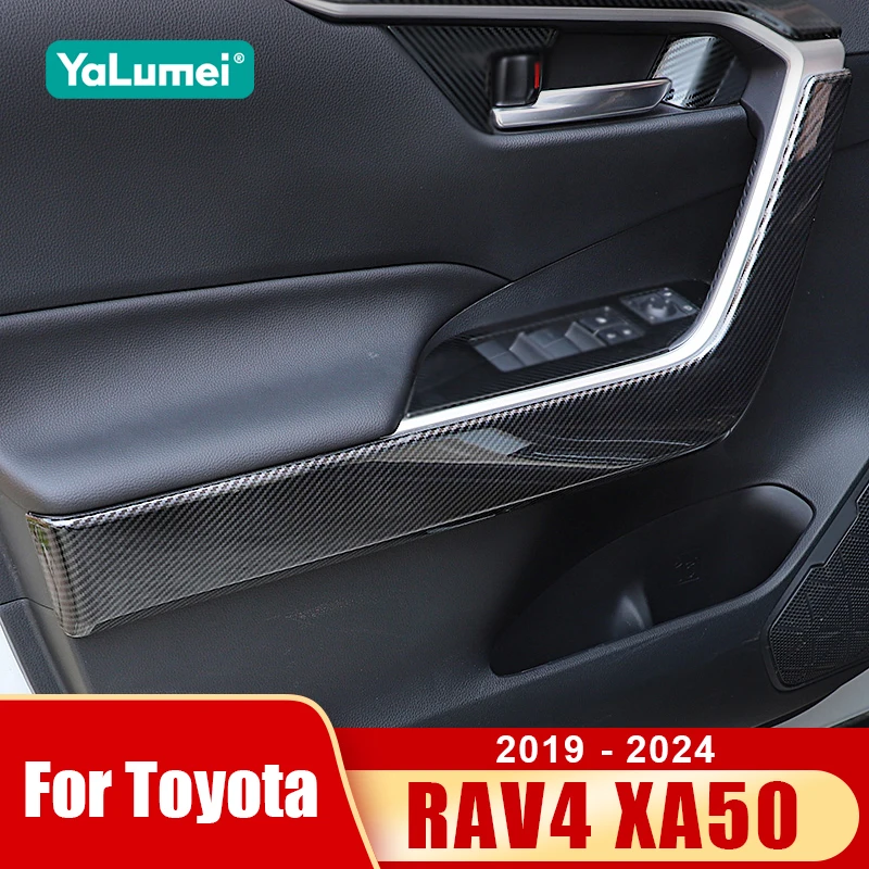 

For Toyota RAV4 XA50 2019 2020 2021 2022 2023 2024 RAV 4 Hybrid Car Door Inner Armrest Trim Cover Anti-scratch Strip Accessories