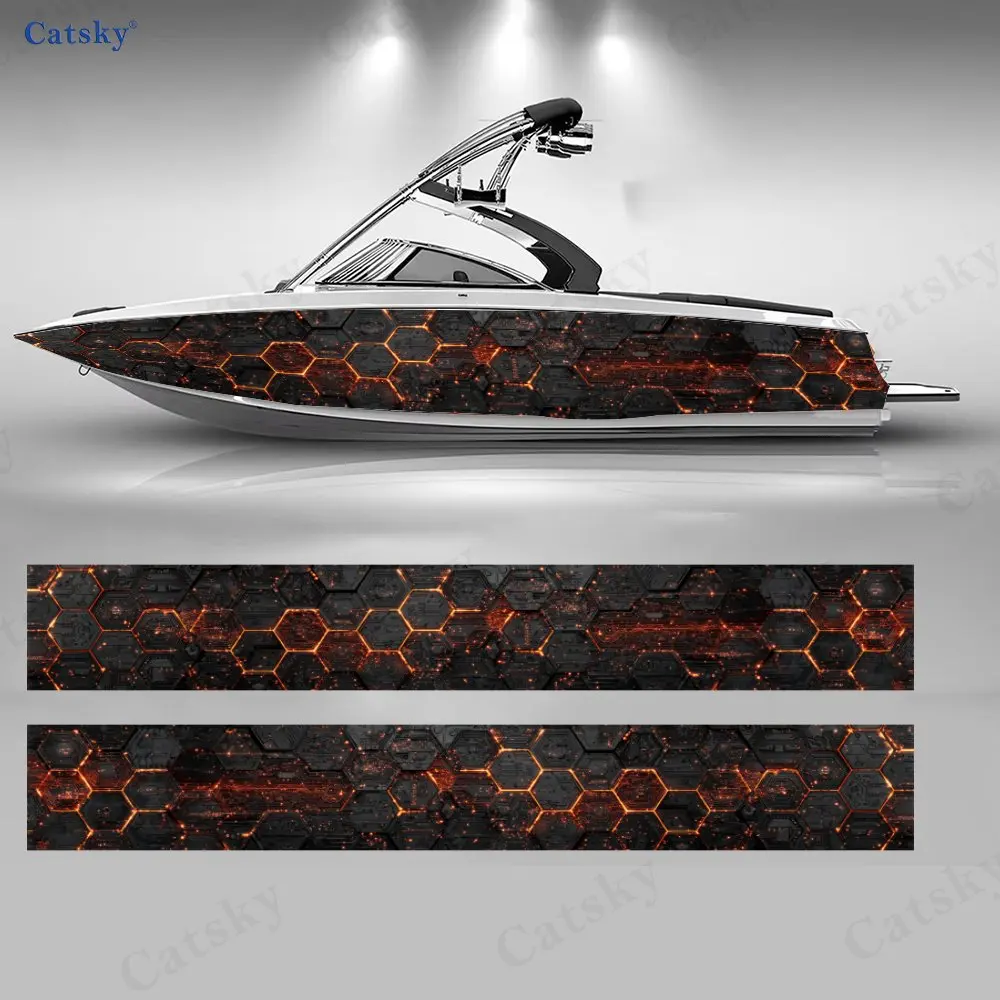 

Крутая шестиугольная матрица Magma Like красная щелевая наклейка на лодку виниловый корабль понтонная палуба лодка рыбалка декоративная наклейка на понтонную лодку