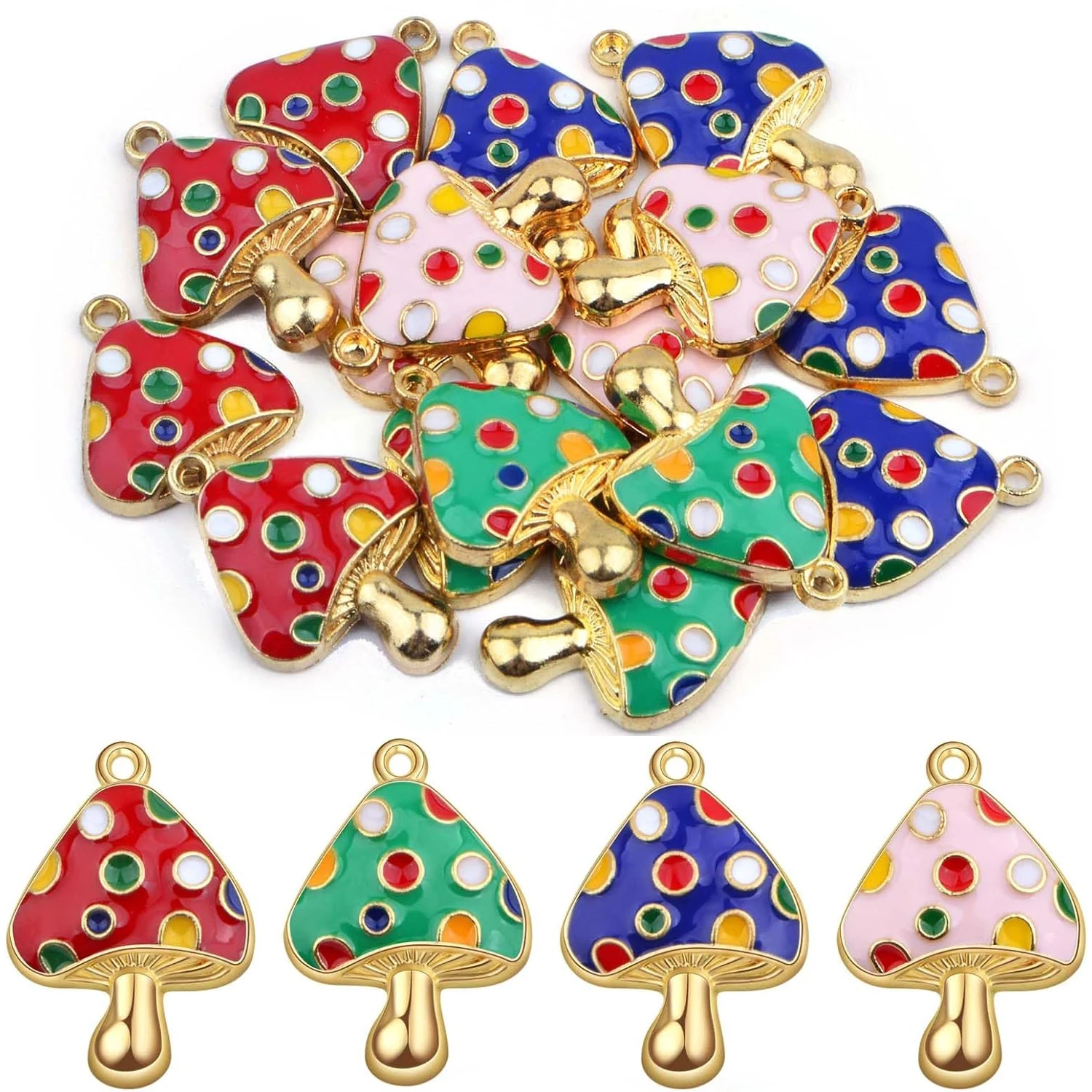 

16 штук эмалированных 3D-подвесок в форме грибов, милые стереоскопические кулоны-грибы, подвесные украшения для браслетов и ожерелий своими руками