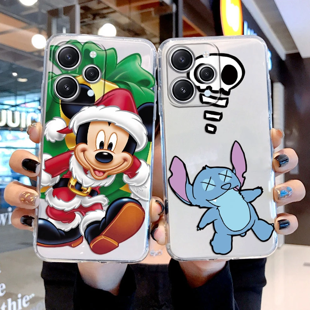 Funda para Redmi 12 11A 12C poco c55 Funda trasera Coque Mickey Minnie Mouse Stitch Funda transparente de silicona suave para parachoques Redmi 12