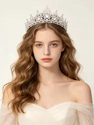 Wedding Hair Tiara Crystal Bridal Tiara Crown Silver Color Diadem Veil Tiaras Wedding Hair Accessories Headpieces Head Jewelry