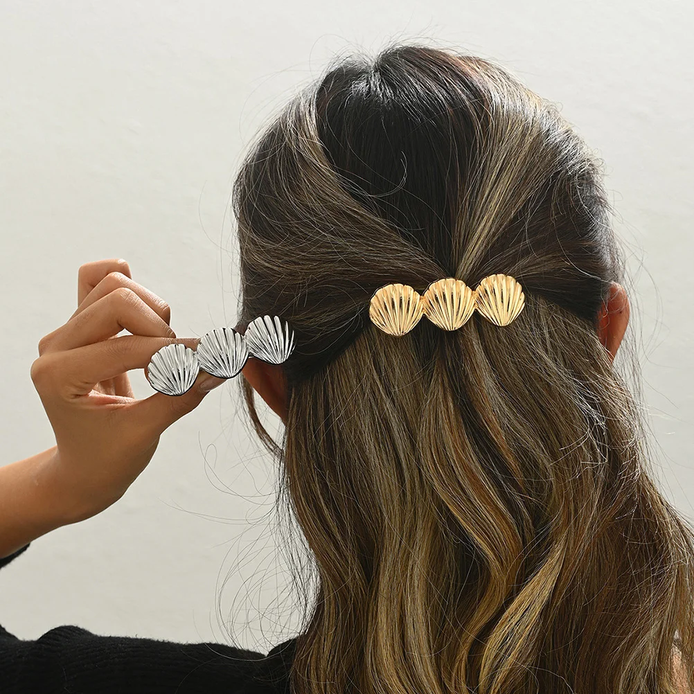 

2pcs Shell Hair Clips Golden Metal Barrettes For Women French Hairpins Strong Hold All Hair Types Thick Fine Curly Straight Bun