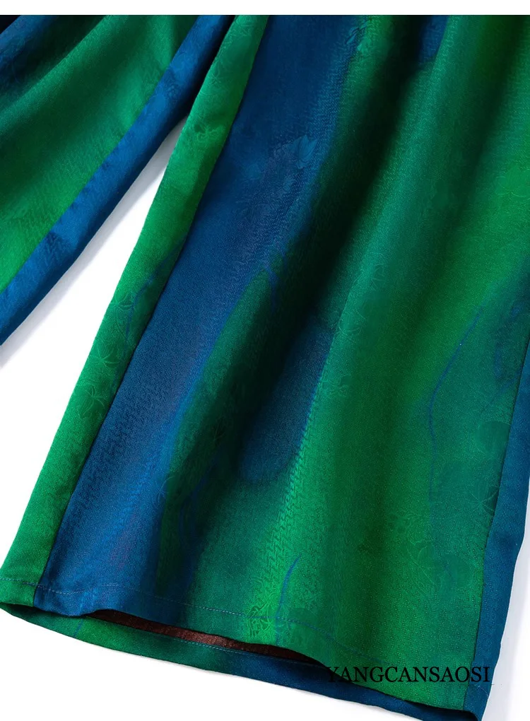 Limited Edition High-end 24MM 100% Natural Mulberry Silk Jacquard Satin Fragrant Cloud Yarn Retro Casual Women's Wide Leg Pants