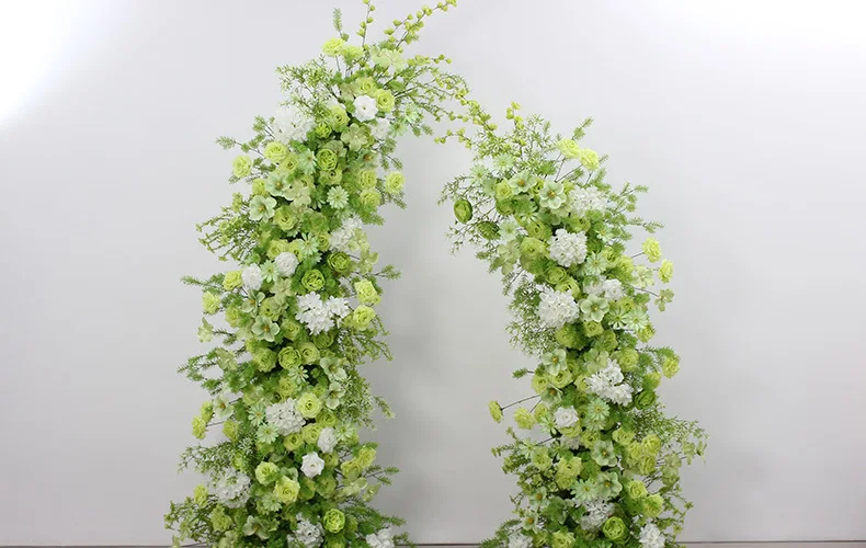 Künstlicher grün-weißer Blumenbogen aus Ochsenhörnern, Hintergrund für Hochzeitszeremonien, gewölbter Blumenrahmen, Arrangement für Party- und Eventdekoration. – Detail 6