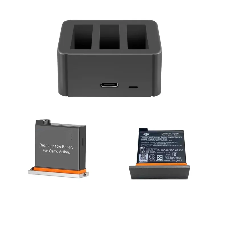 3 Slots/Dual Charger Battery Charger Batteies Charging/Battery Case/Box/Action Battery For DJI Osmo Action 1 Camera Accessories