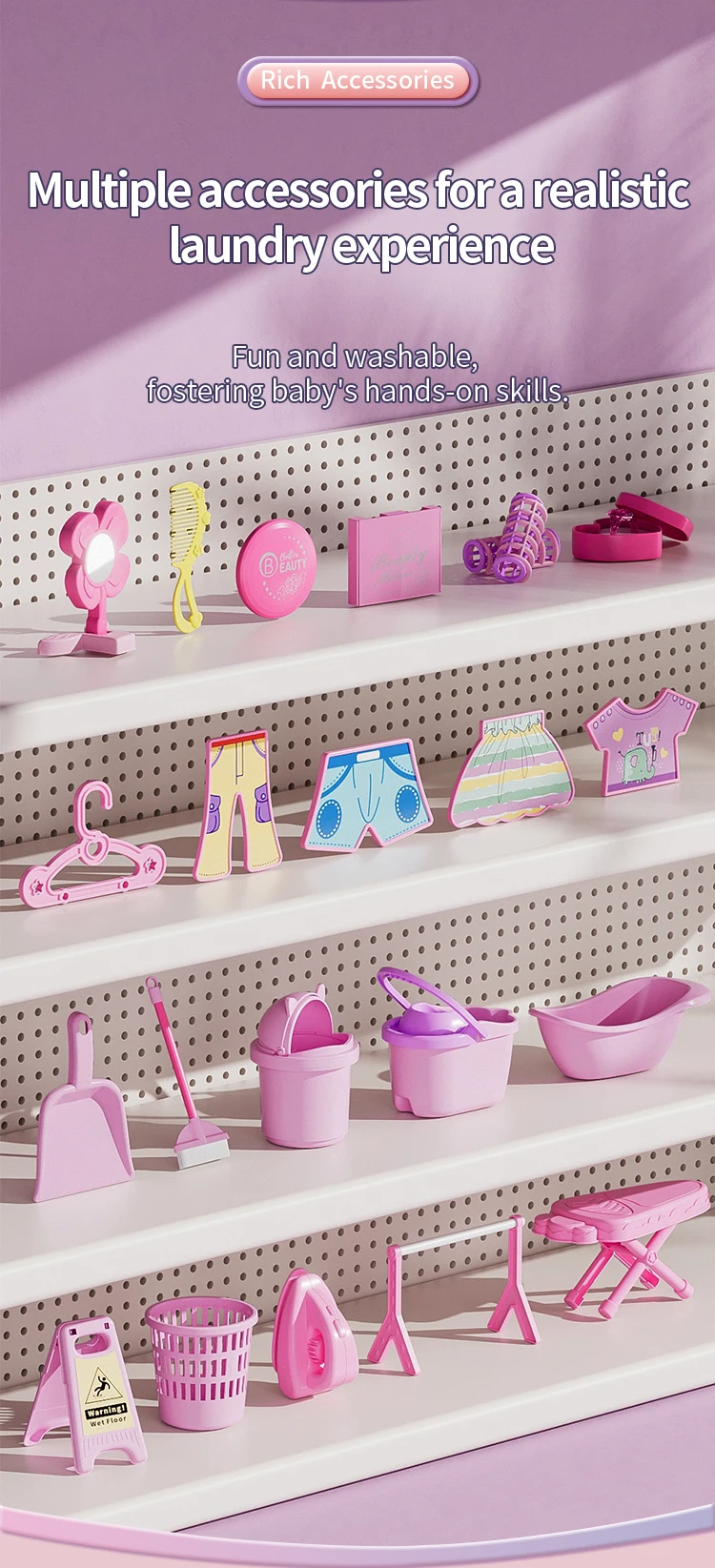 Children's Toy Washing Machine and Dryer, Portable Dollhouse Furniture Washing Machine, Educational Toys for Boys and Girls