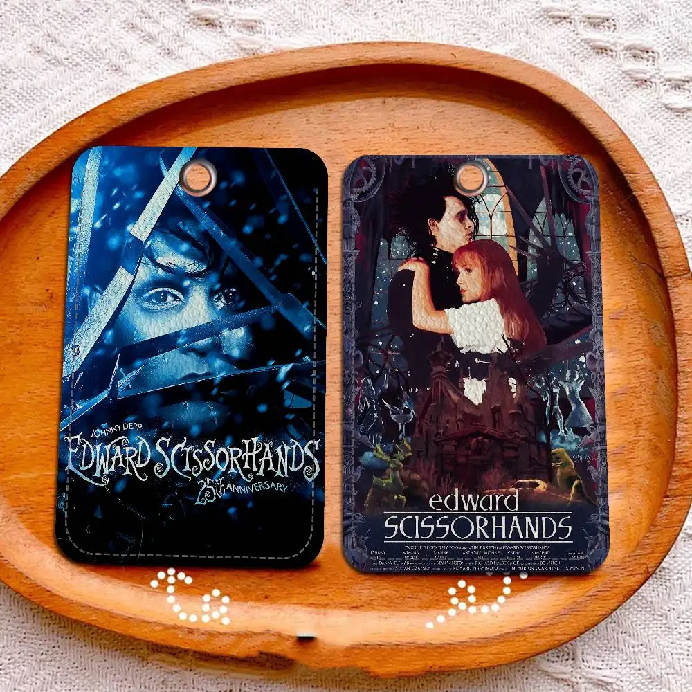

E-Edward S-Scissorhands Прямоугольный держатель для ключей и карт из мягкой искусственной кожи, защитный чехол для индукционного лифтового бейджа, молодежный модный аксессуар