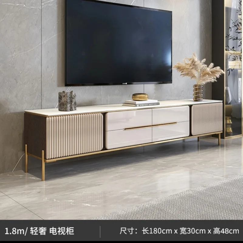 طاولة قهوة من بلاطة الصخور، خزانة تلفزيون، مزيج بسيط وحديث، خزانة تلفزيون لغرفة المعيشة، شقة صغيرة، طاولة تلفزيون فاخرة وخفيفة الوزن #5