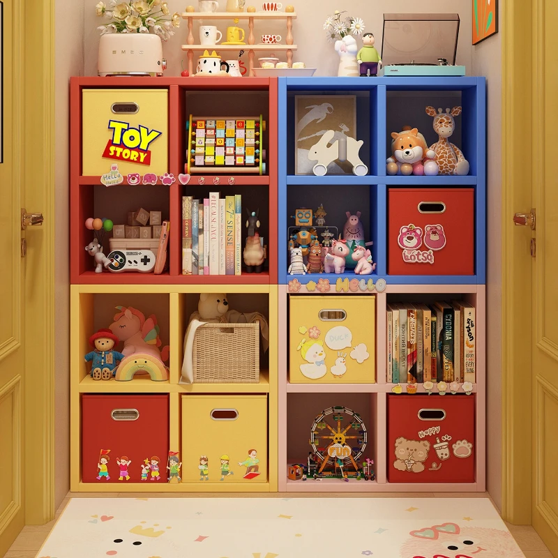 

Modern Metal Storage Cabinet with Shelves Large Capacity Bookcase for Kids Toys Small Apartment Durable Floor Standing Rack
