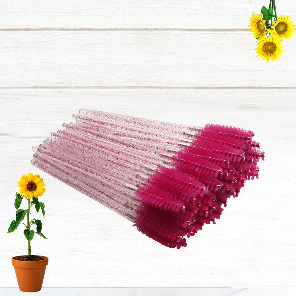 Bacchetta per ciglia usa e getta con applicatore per mascara con asta di cristallo da 100 pezzi per una separazione impeccabile delle ciglia, leggera e portatile, rosata