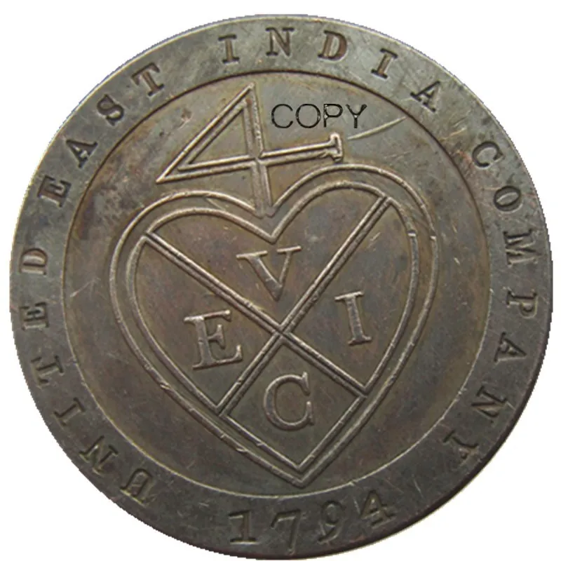 United East British India Company Madras Presidency 1/48 Rupee 1794 Copper Copy Coin