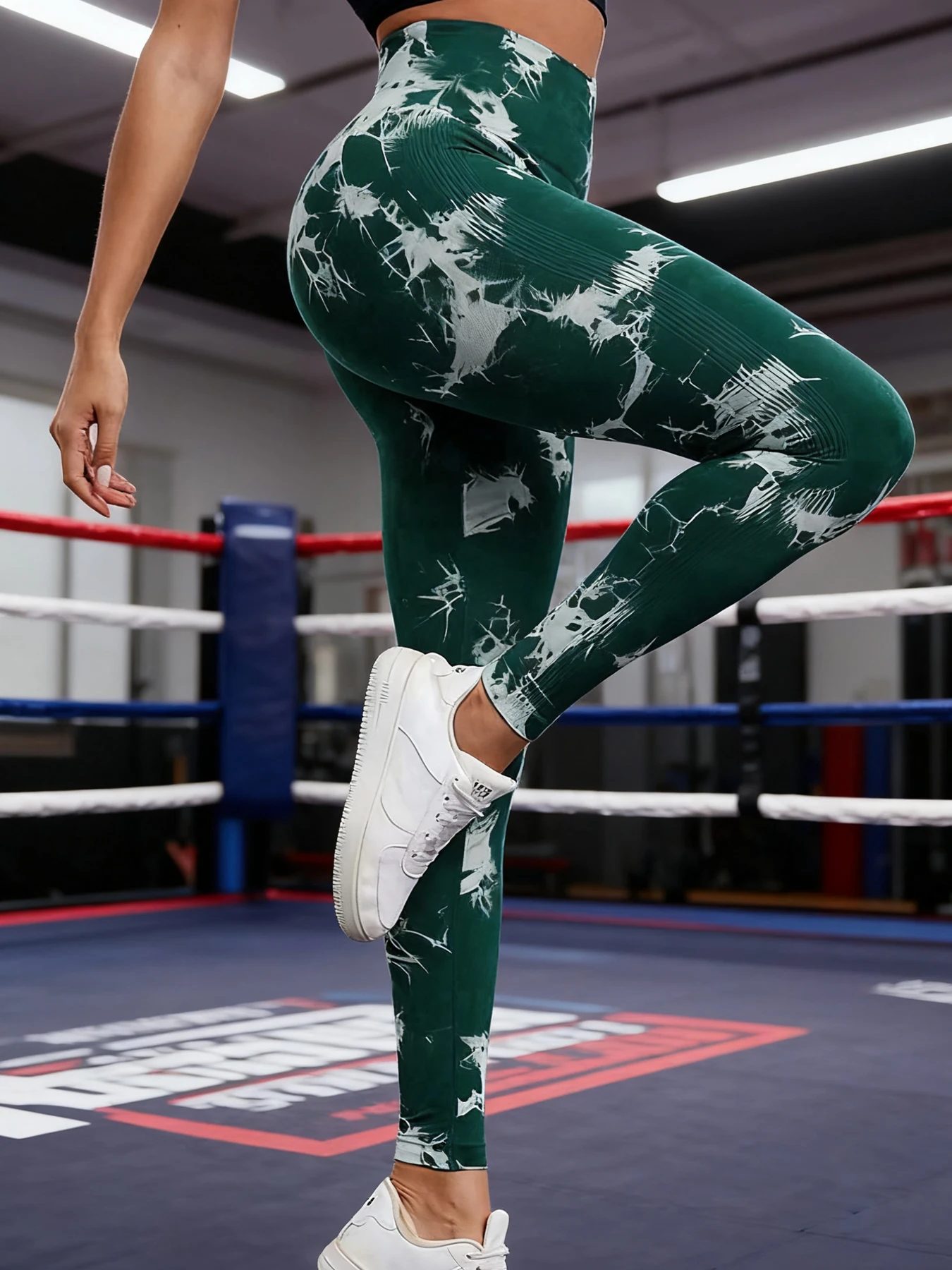 

1pc Yoga Pants Seamless Tie Dye Sports Leggings High Waisted Elastic Peach Hip Lifting Running Fitness Pants