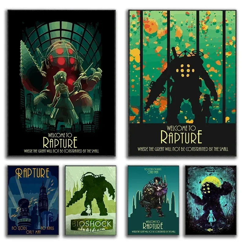 Affiche de jeu vidéo Bioshock Rapture, impression sur toile, décoration murale pour salon, cadeau
