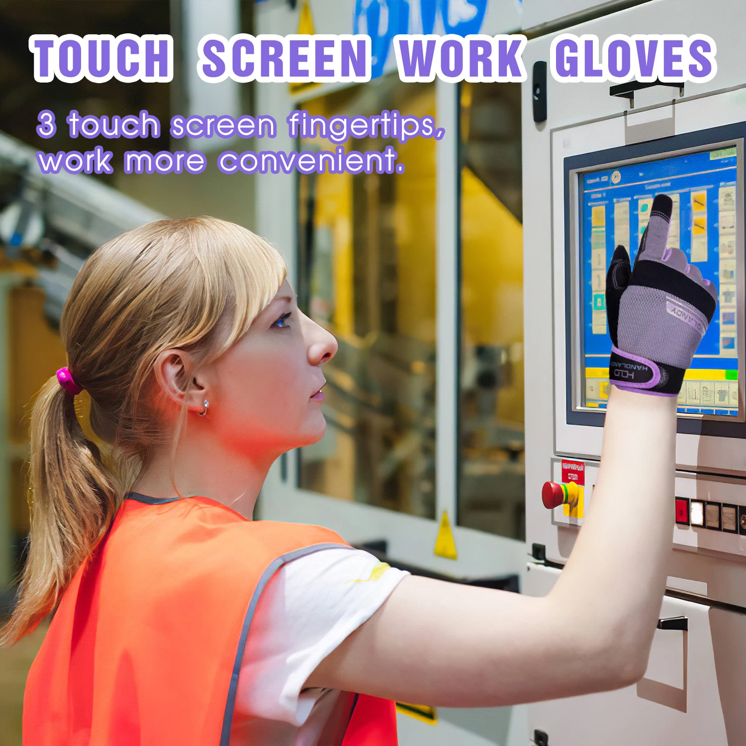 HANDLANDY Utility Work Gloves Women, Flexible Breathable Yard Work Gloves, Thin Mechanic Working Gloves Touch Screen