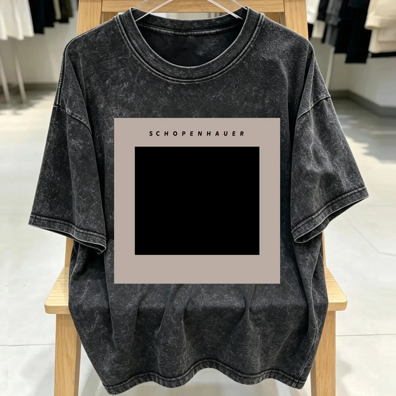 washed T Shirt Schopenhauer Minimalist Design Cotton for dedicated Philosophers and lovers of Philosophy black void vintage