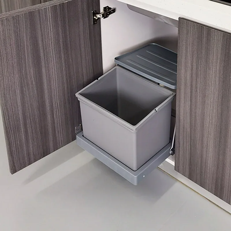 Cabinet Door Link Trash Can, Under Sink Concealed Waste Bin, Kitchen Hidden Garbage Container, Multi Function Receptacle