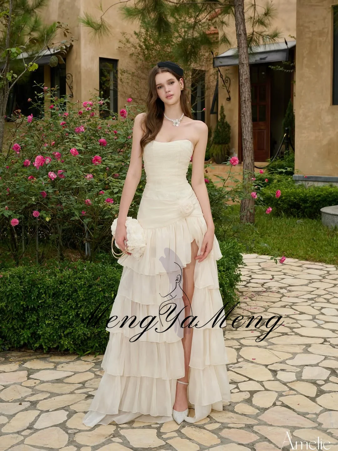 ชุดราตรีทรงเอไลน์แบบไม่มีสาย แบรนด์ ZHUISHU สำหรับงานปาร์ตี้ ผ่าข้างสูง ชุดราตรียาวสำหรับงานพรอม สามารถสั่งตัดได้ ชุดราตรีออกงานอย่างเป็นทางการ ปี 2026