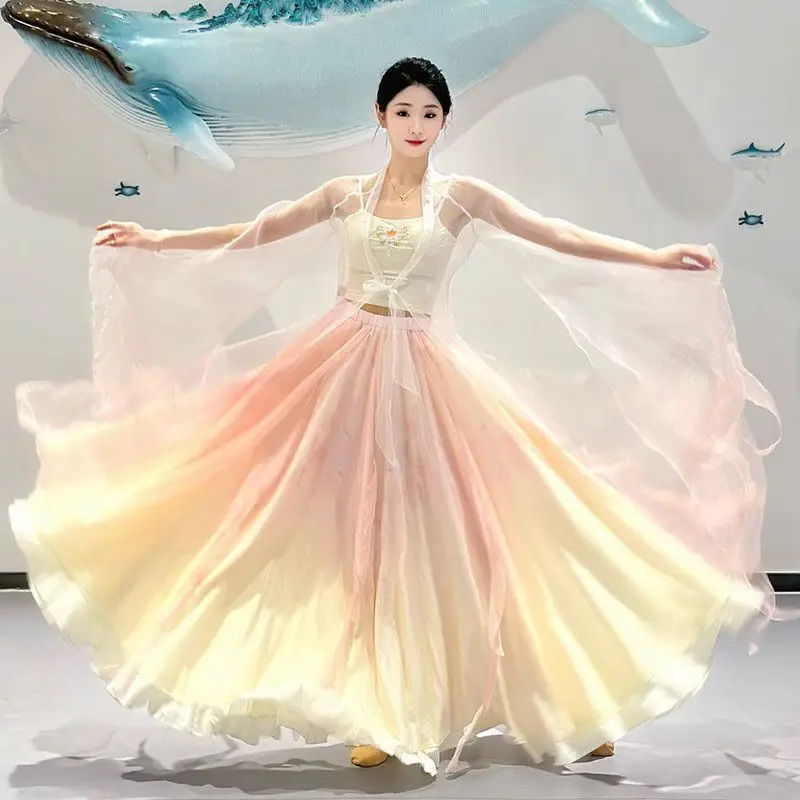 

New Gradient Color Classical Dance Flowing National Style Classical Dance Performance Costume Practice Fairy Chinese Gauze Dress