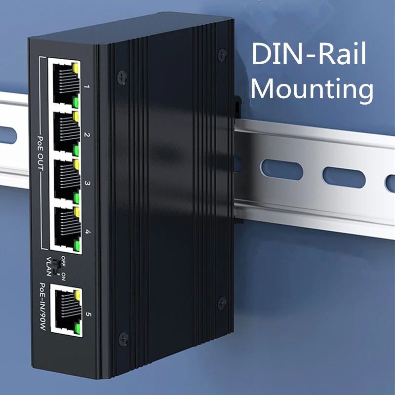 Industrial 5 ports Gigabit PoE Network Extender;1(PoE IN) to 4(PoE OUT) POE repeater